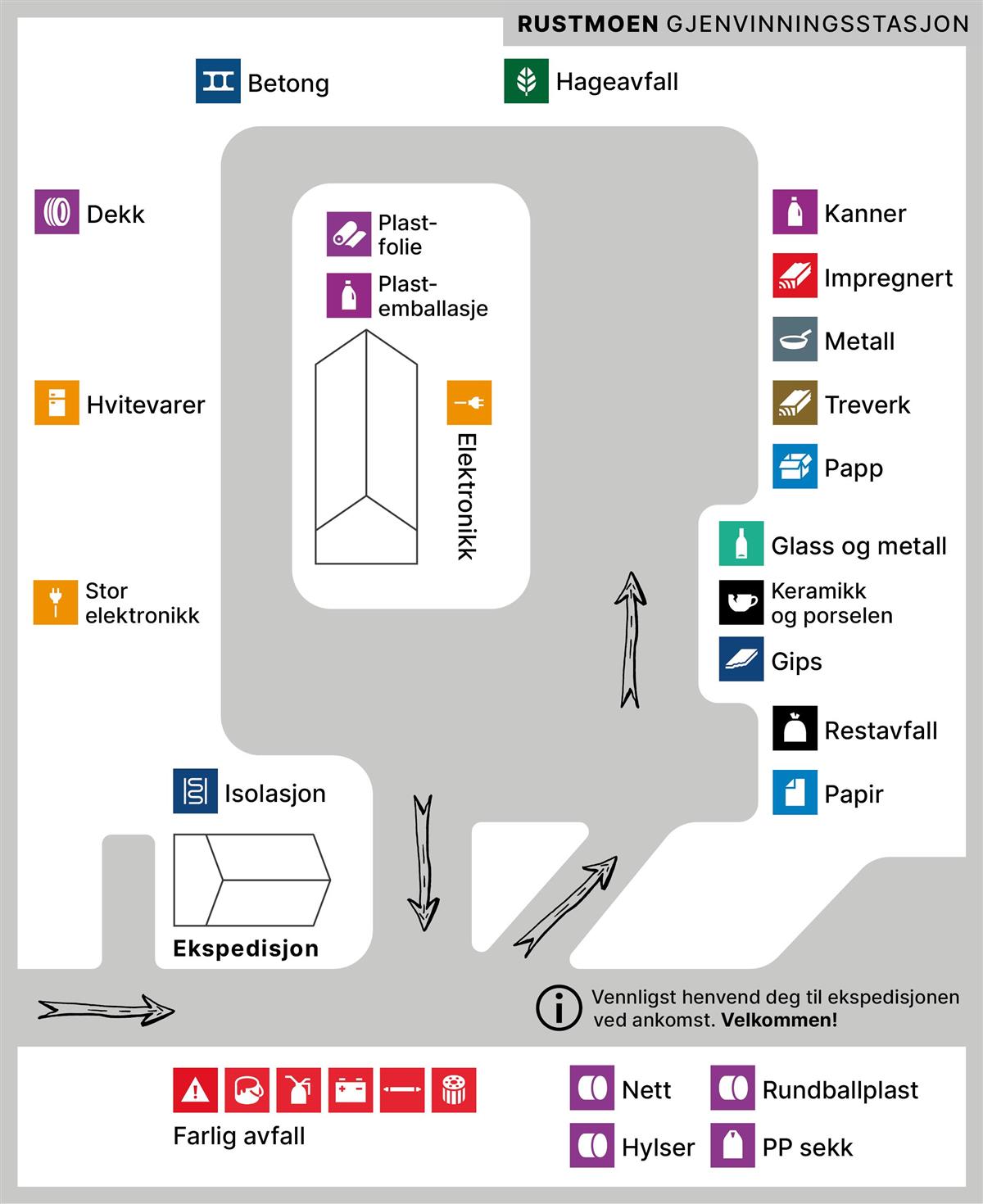 Oversiktskart over Rustmoen miljøstasjon - Klikk for stort bilde