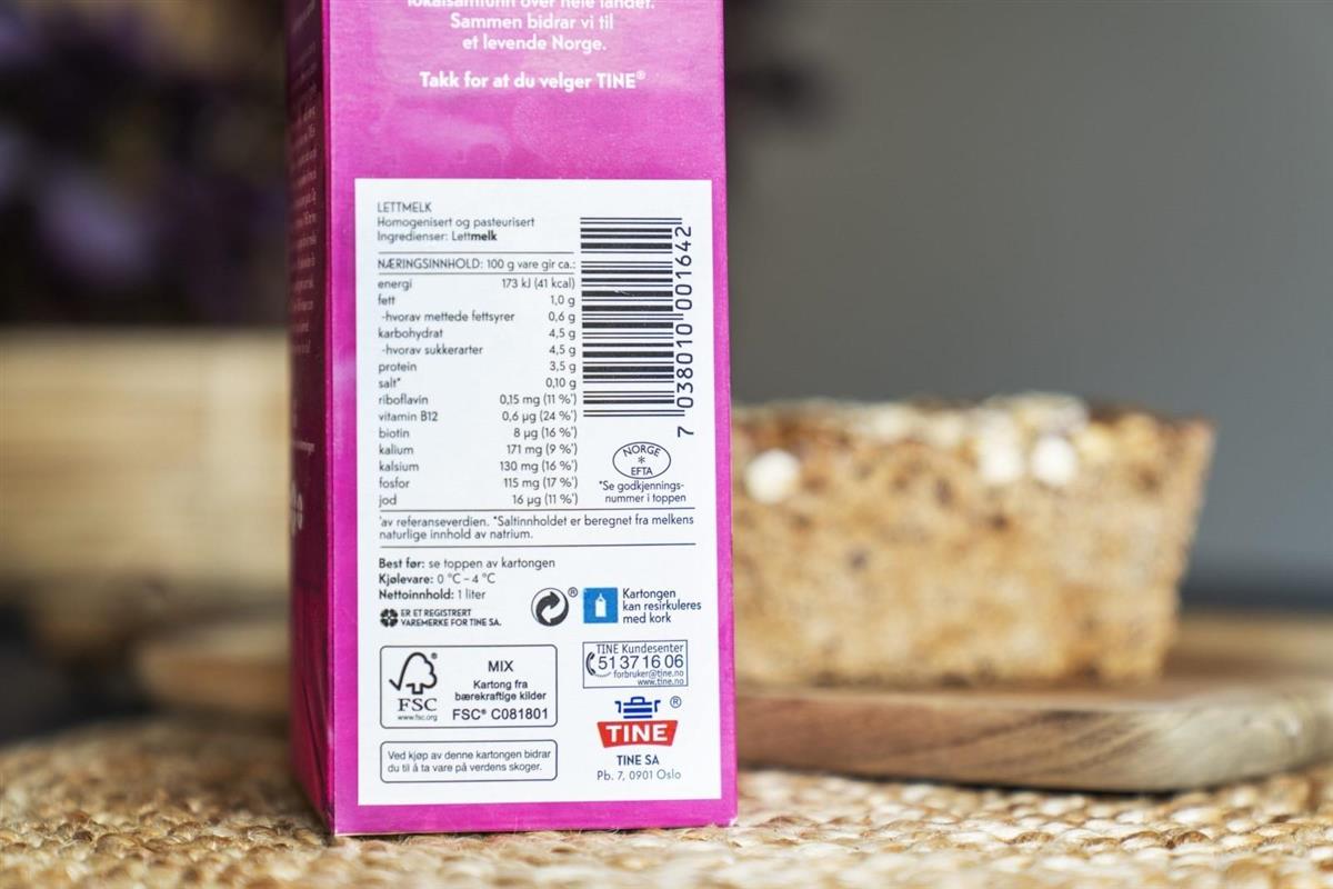Nye merker vist på emballasje for melk - Klikk for stort bilde